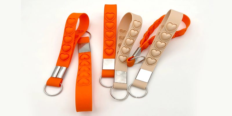 Heart Pop It Silicone Lanyard Keychain