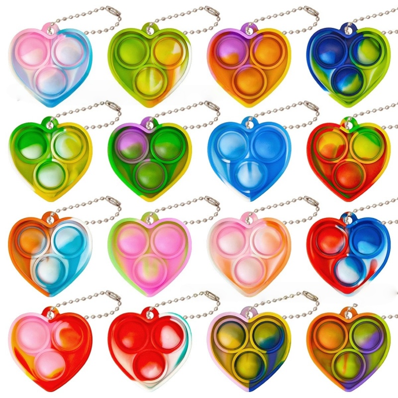 mini heart pop it pendant keychain