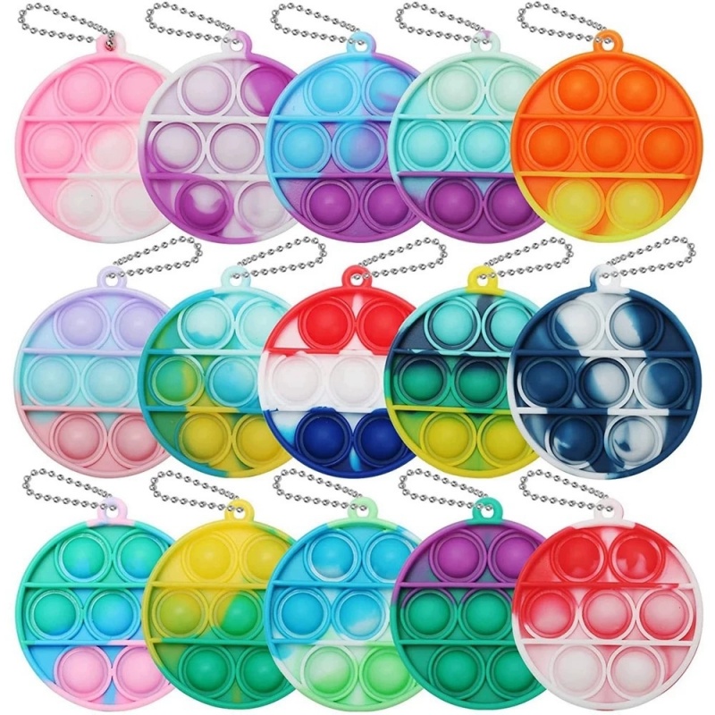 mini rainbow pop it pendant keychain