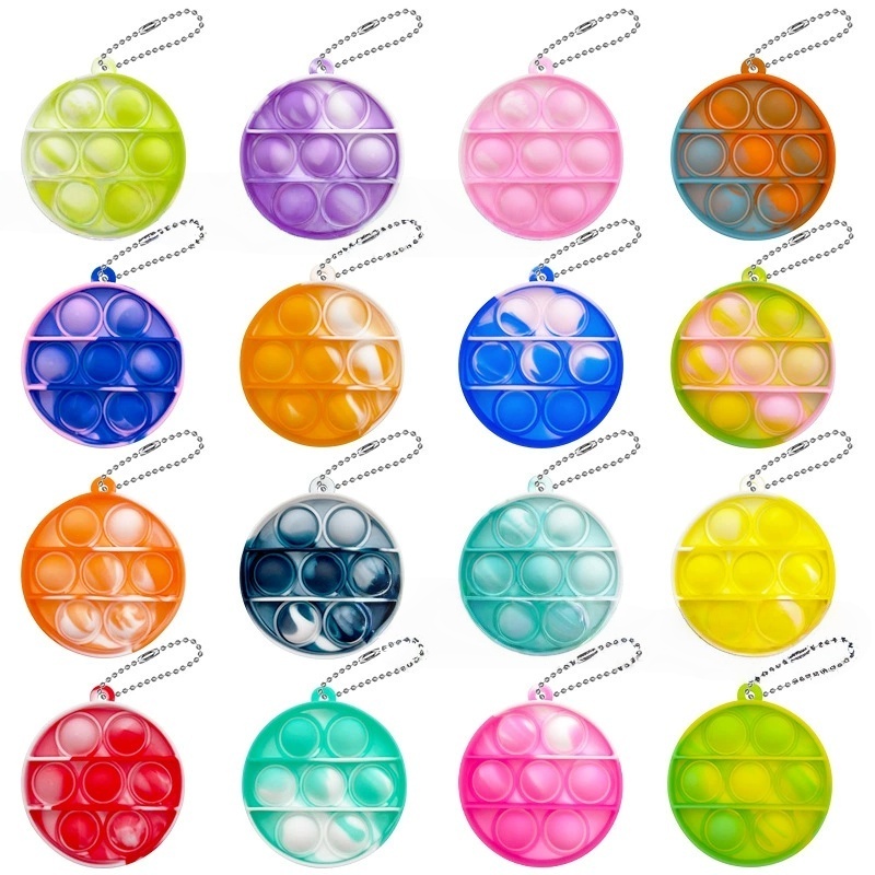 mini round pop it pendant keychain